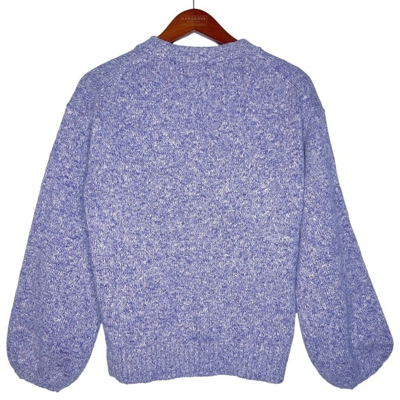 J. CREW NEW Puff Sleeve Crew Neck Sweater Size Medium in Lilac Ivory - Picture 13 of 15